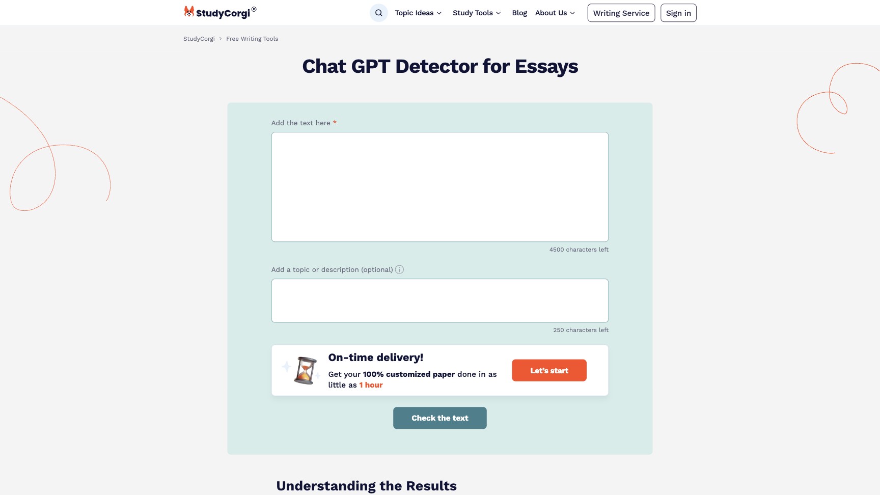Studycorgi ChatGPT Detector截图